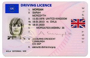 UK Driver’s License with DVLA hologram and secure photo ID card design